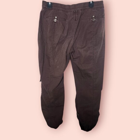 Chico's brown utility cargo pants size 0.5 elasticized waist band casual y2k - Picture 2 of 10